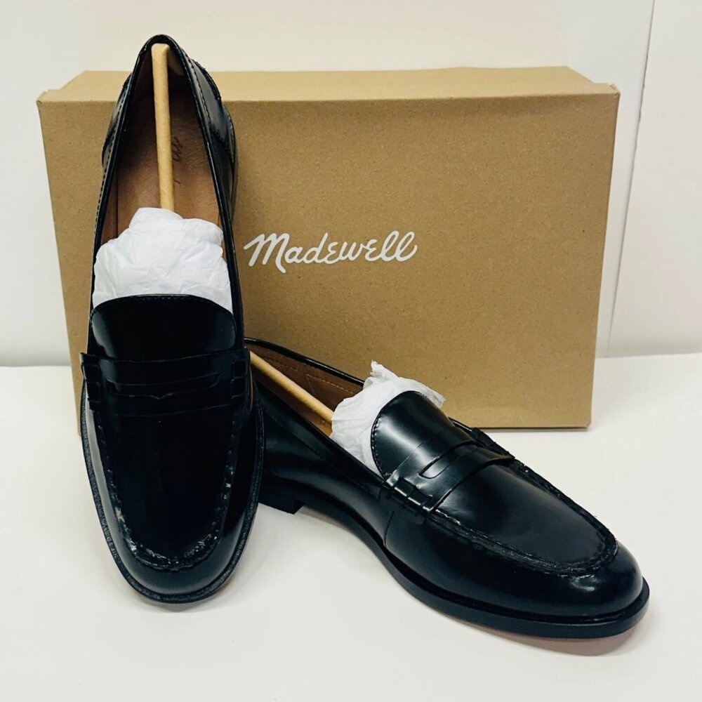 Madewell Penny Loafer In Leather True Black Size 5.5 New In Box